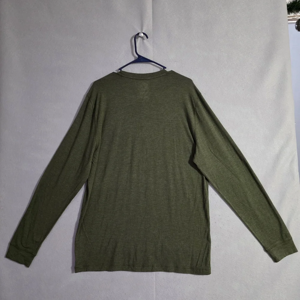NWOT Toes On The Nose Mens Green Heathered Henley Long Sleeve Shirt Size Large - Picture 8 of 10